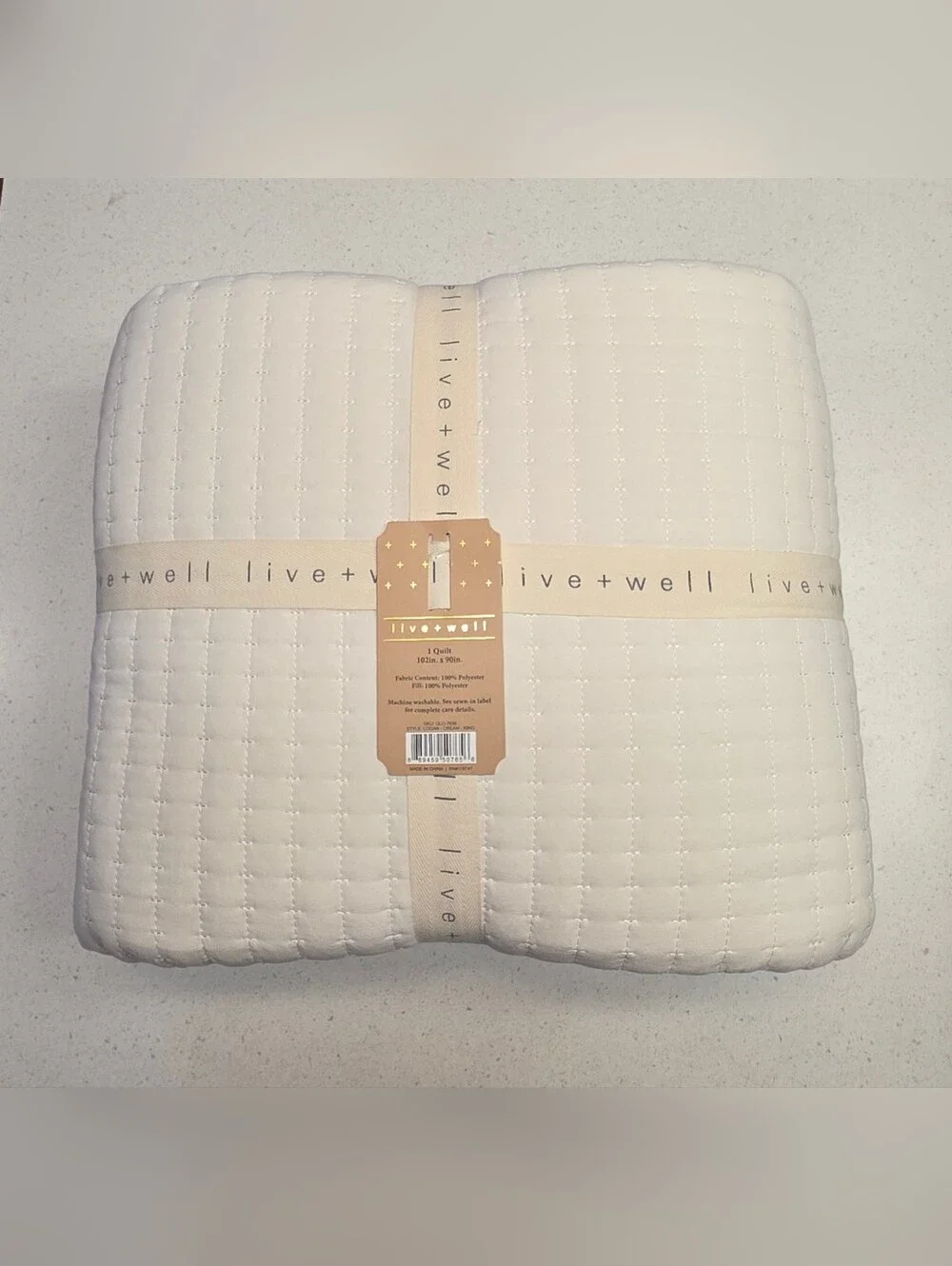 LIVE & WELL Garment Washed Box Stitch Quilt KING Size Logan CREAM - NEW